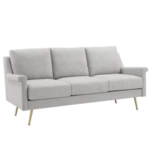 75 in. Slope Arm Fabric Straight Sofa in Gray with Gold Metal Legs