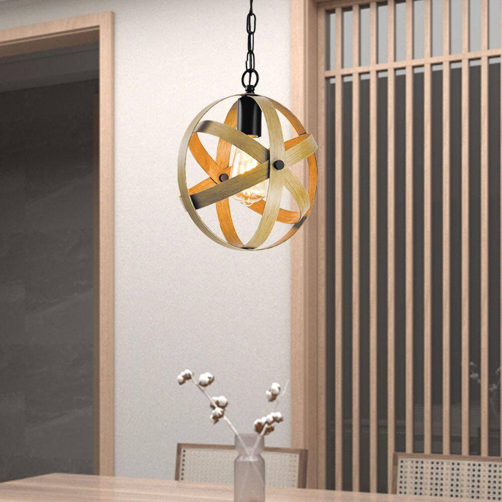 Frankfort 60W 1-Light 10.24 in. Wood / Metal Modern Island Circle Mini Pendant Light Dining Kitchen Lighting price history on PriceWatchPro