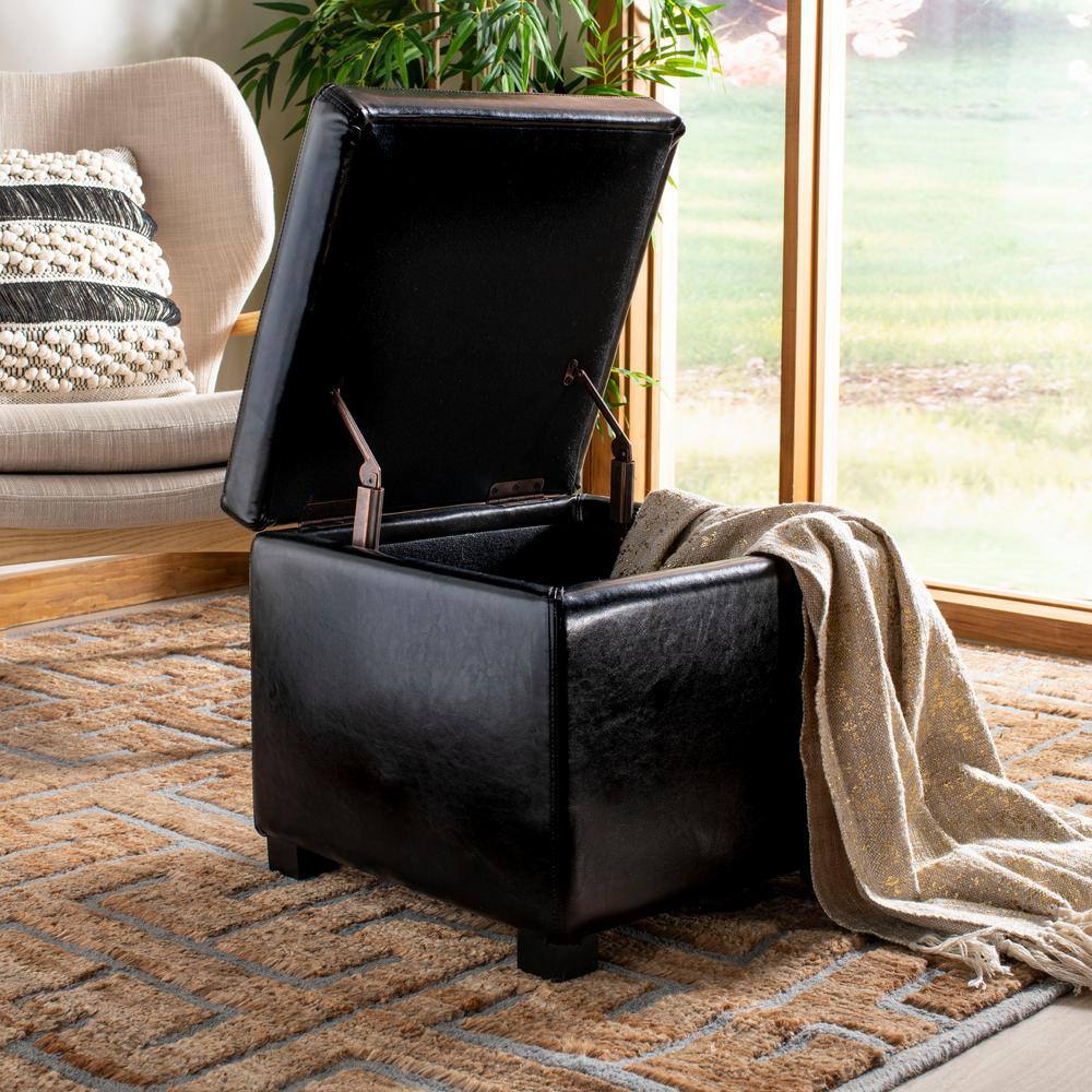 Jonathan Black Faux Leather Flip Top Storage Ottoman