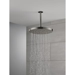 1-Spray Patterns 1.75 GPM 12 in. Wall Mount Fixed Shower Head with H2Okinetic in Lumicoat Black Stainless