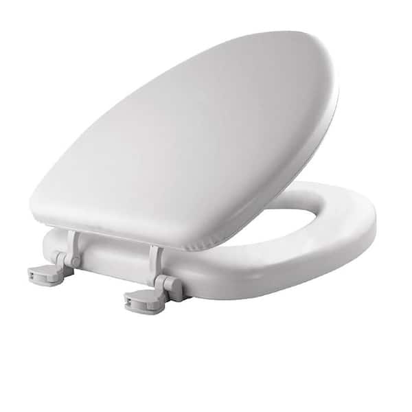 Adrinfly Padded Toilet Seat Elongated Shape Close Front Toilet Seat in White