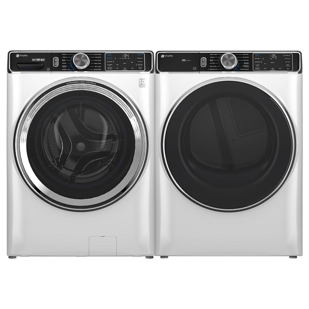 White High Efficiency Smart Front Load Washer with Steam Setting