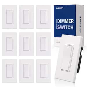 Dimmer Light Switch for 300W LED/CFL and 600W Incandescent/Halogen, 1-Pole/3-Way with Wall Plate in White, (10-Pack)