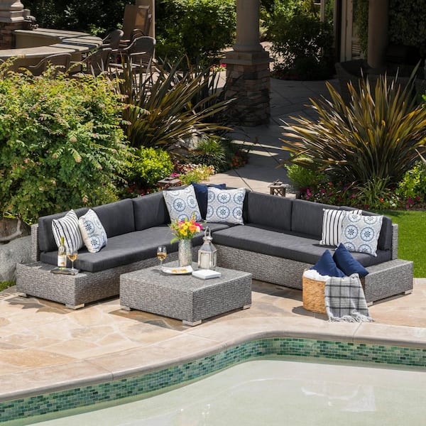 outdoor sectional grey wicker