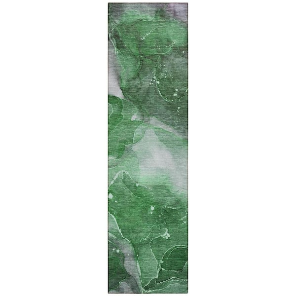 Emerald 2 ft. x 8 ft. Woven Abstract Polyester Runner Indoor/Outdoor Area Rug