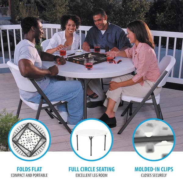 Lifetime 46 White Granite Plastic Round Folding Card Table