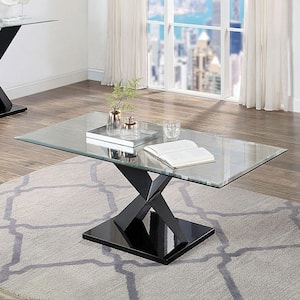 Cometa 48 in. Black Rectangle Glass Coffee Table