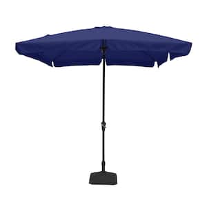 10 ft. x 8 ft. Rectangle Navy Blue Market Patio Umbrella with Square Umbrella Base
