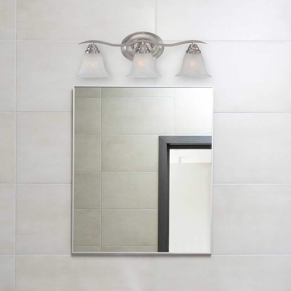 Trinidad 24" Brushed Nickel Vanity Light with Alabaster Glass Shades
