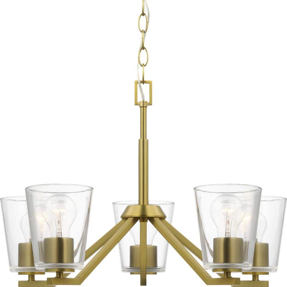 Vertex Brushed Gold and Nickel Five Light Chandelier