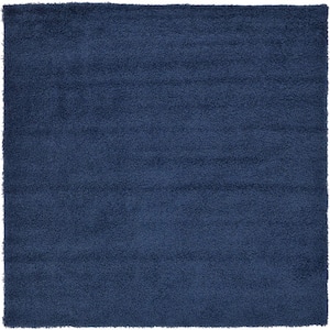 Solid Shag Navy Blue 8 ft. Square Area Rug