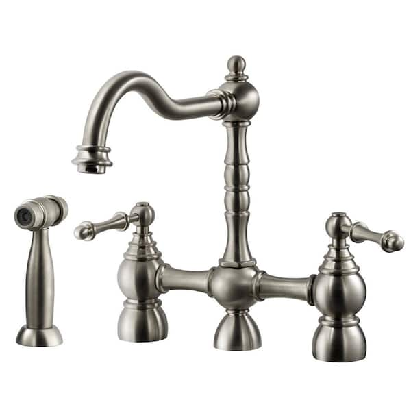 HOUZER Lexington Traditional 2-Handle Bridge Kitchen Faucet with ...