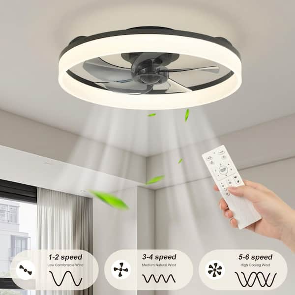 TOZING 20 in. LED Indoor Black Standard Dimmable Matte Modern Low