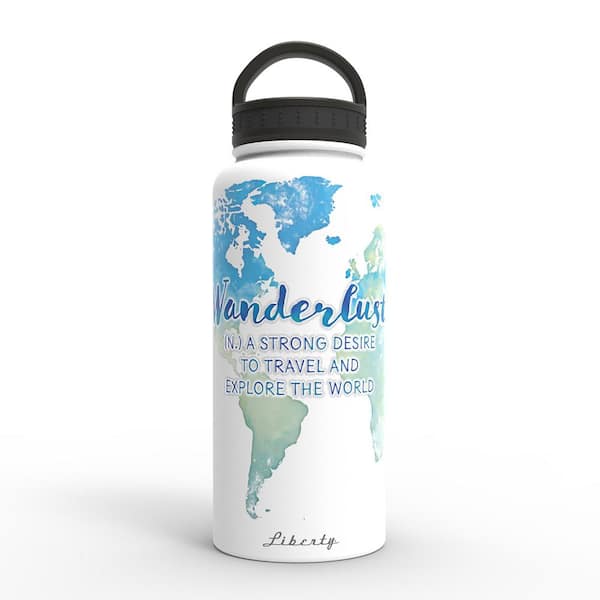 Liberty 32 oz. Flat White Insulated Stainless Steel Water Bottle