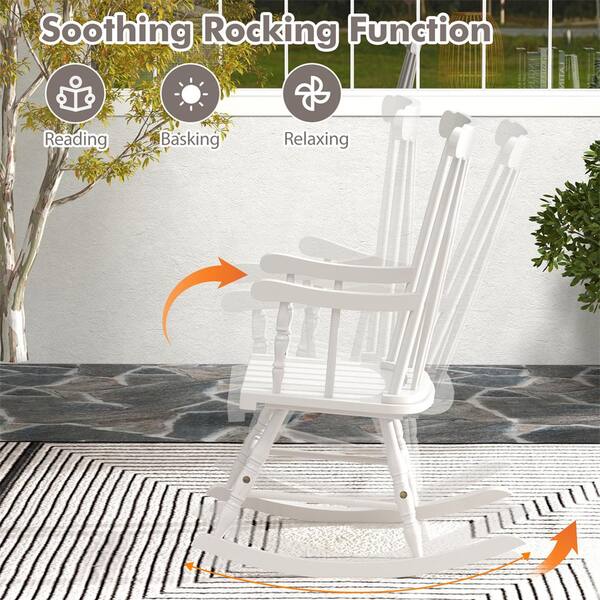 Costway White Wood Indoor Outdoor Rocking Chair Rocker QD-64