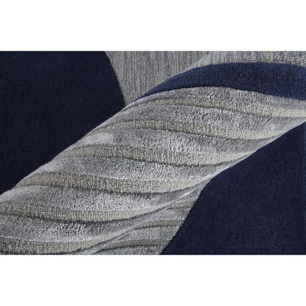 2 ft. x 8 ft. Blue, Silver Geometric Area Rug