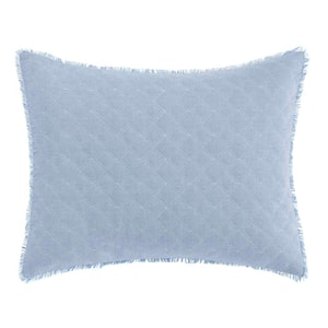 Mila Blue 1-Piece 16 in. x 20 in. Cotton Throw Pillow