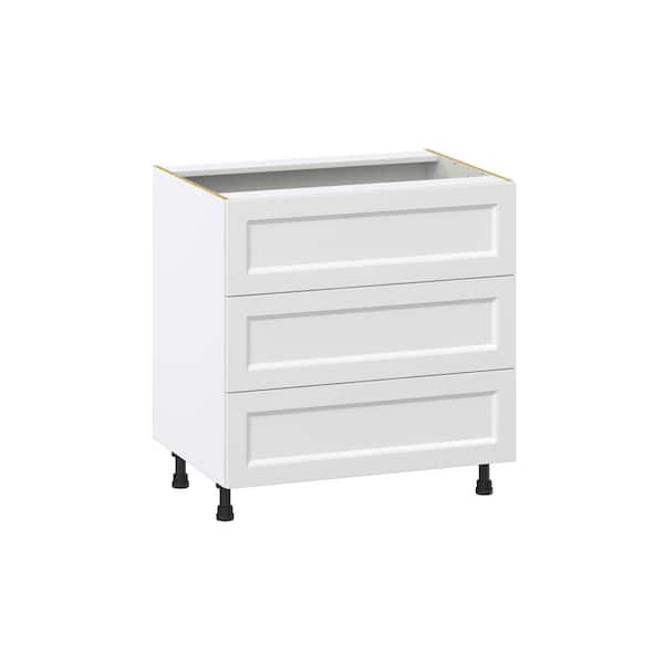 J COLLECTION Alton Painted 33 in. W x 34.5 in. H x 24 in. D in White Shaker Assembled Base Kitchen Cabinet with 3-Drawers