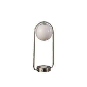 19 in. Silver Clip Globe USB Table Lamp