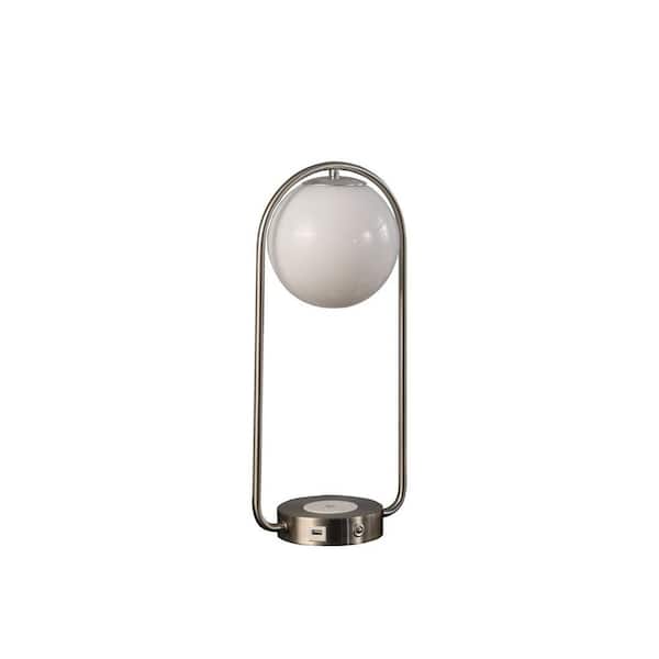 HomeRoots 19 in. Silver Clip Globe USB Table Lamp