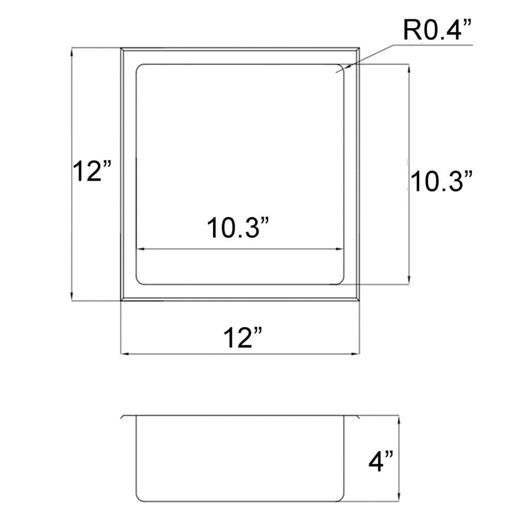 12-Inch Matte Black Stainless Steel Shower Niche