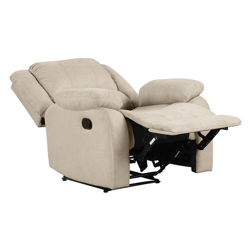 Oatmeal Fabric Recliner with Pillow Top Arms