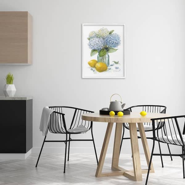 Hydrangeas and Lemons Vase by Patti Bishop White Framed Nature Giclee Art Print 30 in. x 24 in.