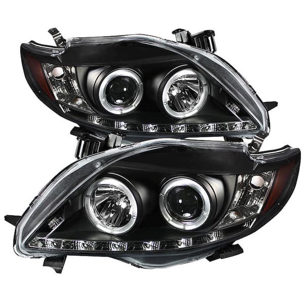 Spyder Auto Toyota Corolla 09-10 Projector Headlights - LED Halo - DRL - Black - High H1 (Included) - Low H1 (Included)
