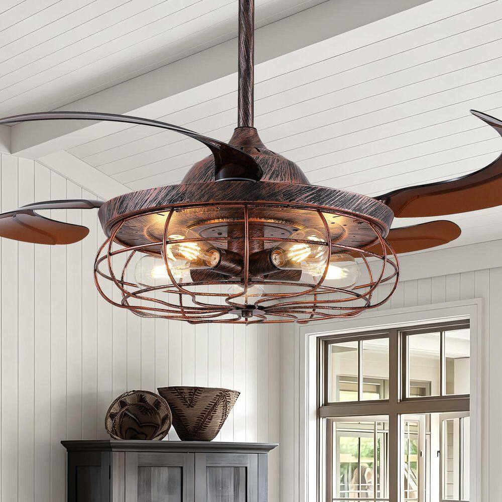 48 in. Black Jute Rope Downrod Standard Ceiling Fan with Lights and Remote for Living Room,Kitchen (Bulb Not Included) price history on PriceWatchPro