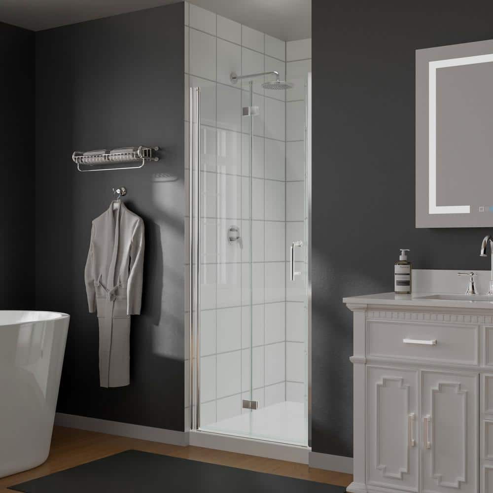 30 in. W x 72 in. H Folding Semi-Frameless Shower Door in Chrome with Clear Glass price history on PriceWatchPro