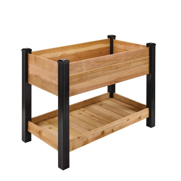 2 ft. x 4 ft. Elevated Cedar Garden Bed with Shelf (Vinyl Legs)