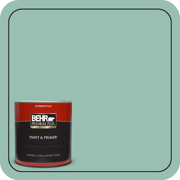 BEHR PREMIUM PLUS 1 qt. #PPU12-07 Spring Stream Flat Exterior Paint & Primer