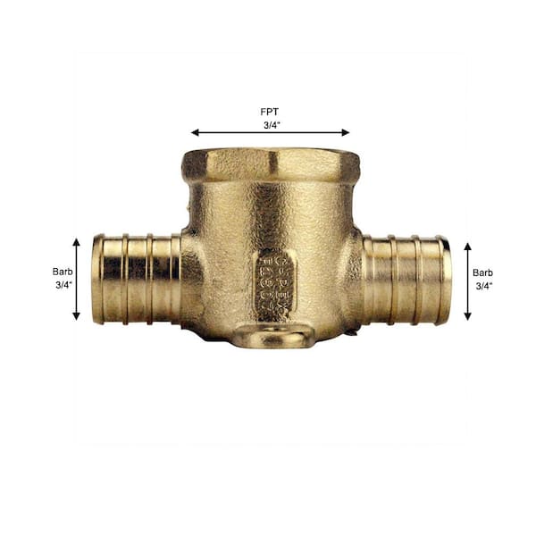 HeSun 4-Pack Brass PEX Crimp Fittings - 3/4" X 3/4" X 1/2" Female NPT Drop Ear Tee, Lead-Free For Water Supply