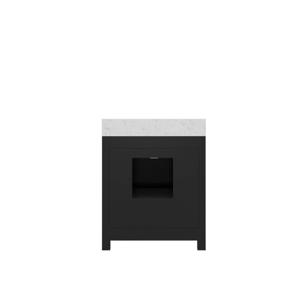 Espresso Solid Wood 30" Freestanding Vanity with Carrara Marble Top and Ceramic Sink