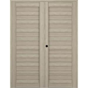 Alda 56 in. x 79.375 in. Right Hand Active Shambor Wood Composite Double Prehung Interior Door