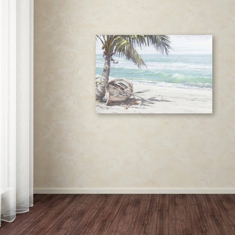 Boat on Beach Coastal Landscape Canvas Painting