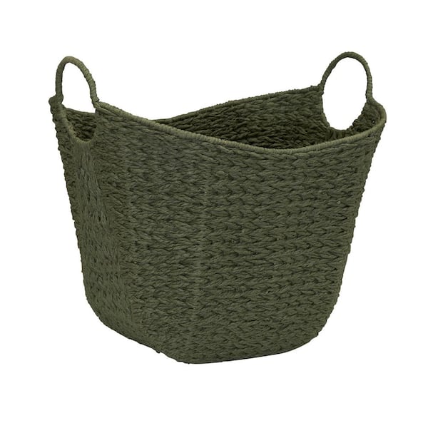 Olive Tall Scoop Basket with Handles