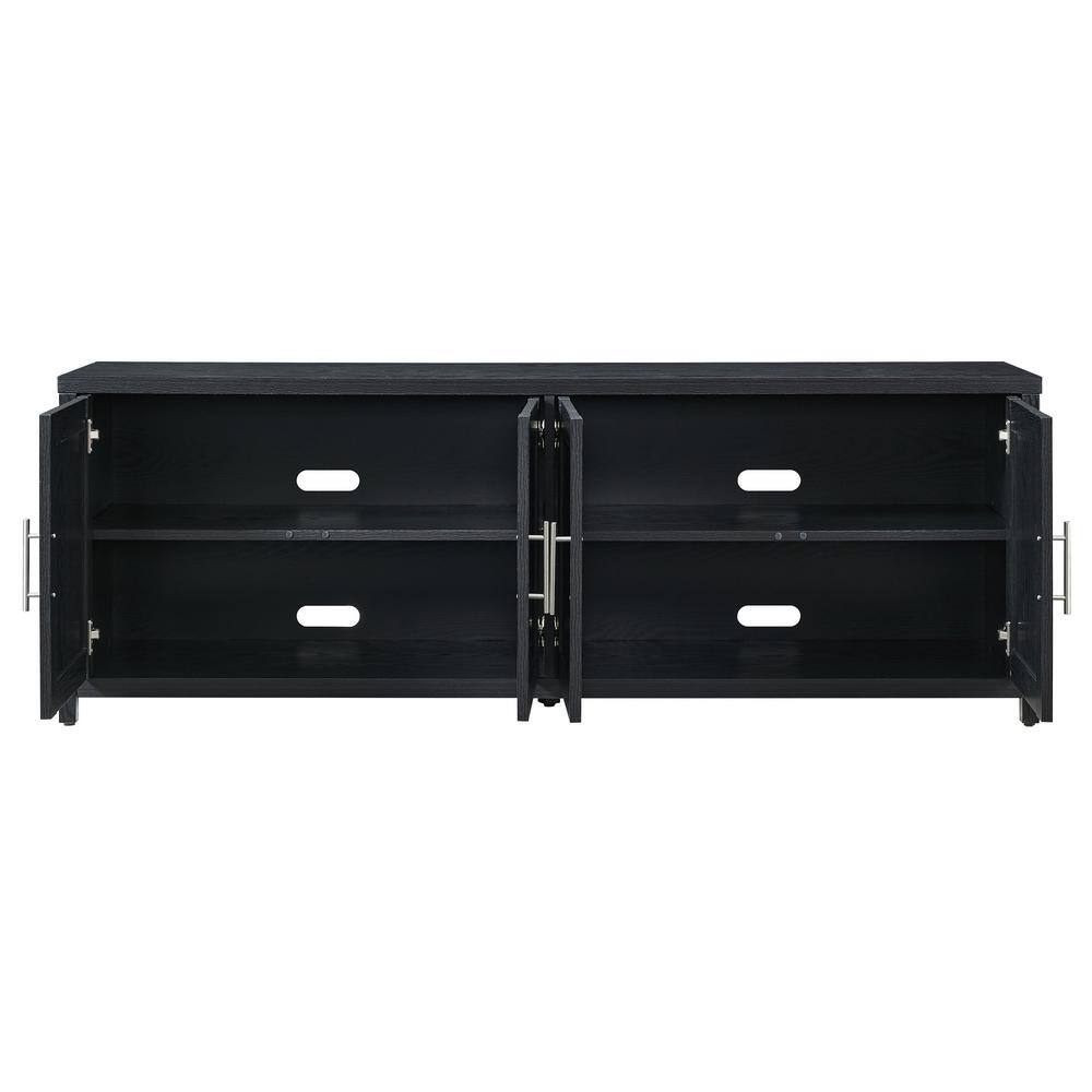 Transitional Black Grain MDF TV Stand with Enclosed Cabinets