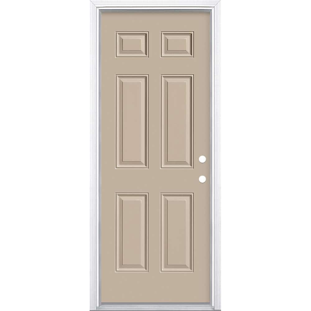 36 in. x 80 in. 6-Panel Left Hand Inswing Painted Steel Prehung Front Exterior Door with Brickmold price history on PriceWatchPro