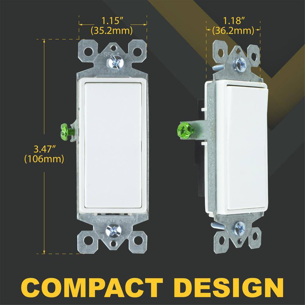 White Gloss 15 Amp 3-Way Rocker Light Switch Set