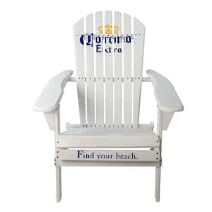 36 in. White Corona Classic Folding Wooden Adirondack Chair
