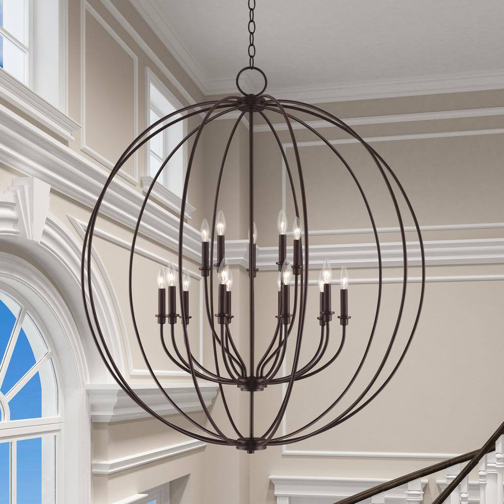 Elegant Milania 15-Light Bronze Candelabra Chandelier with 6ft Chain