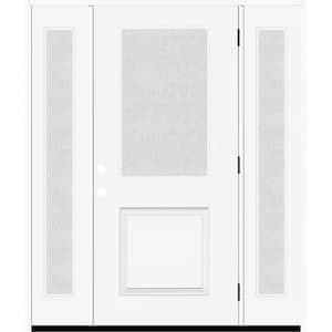 Legacy 64 in. W x 80 in. 1/2 Lite Rain Glass LHOS Primed Unfinished Fiberglass Prehung Front Door with Db 12 in. SL