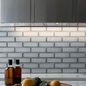 Ice Bevel Subway 12 in. x 15 in. Glossy Glass Mesh-Mounted Mosaic Wall Tile (0.96 sq. ft./Each)