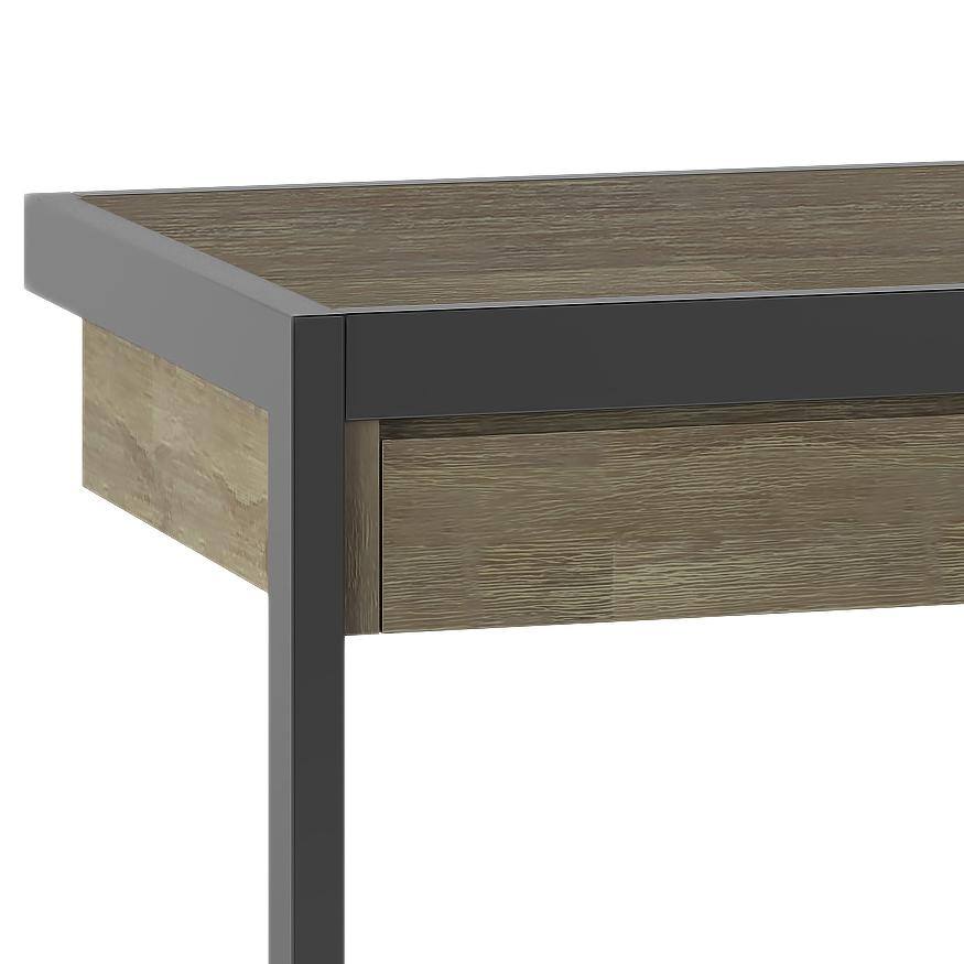 Erina 60" Distressed Grey Acacia Wood Desk with Metal Frame
