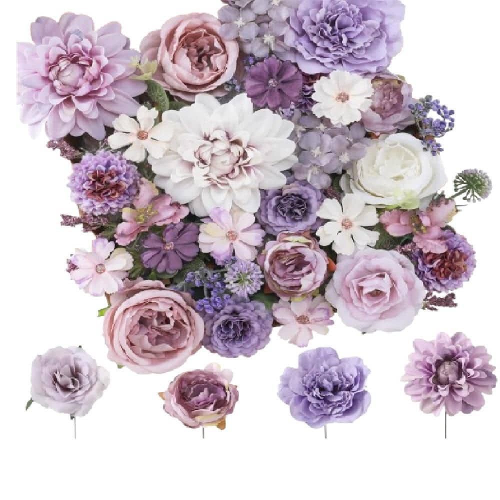 2 in. Purple Indoor/Outdoor Durable Artificial Mixed Flower Combo (18 Pieces) price history on PriceWatchPro