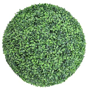 20 in. 2-Pieces 4-Layer Leaves Artificial Boxwood Ball Topiary Plant Ball UV-Proof Greenery Ball Indoor Outdoor Decor