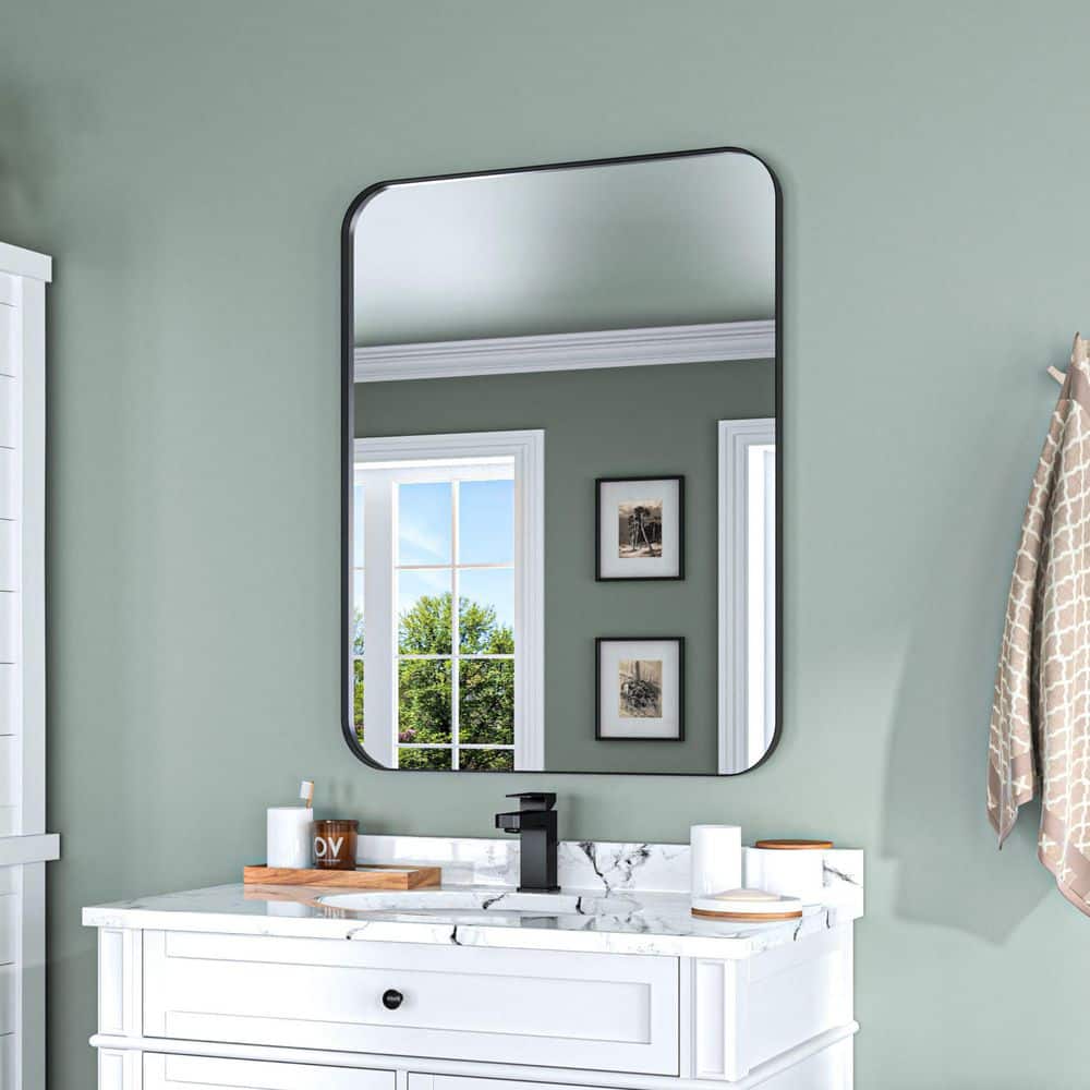 36 in. W x 30 in. H Rectangular Aluminum Framed Wall Bathroom Vanity Mirror in Black price history on PriceWatchPro