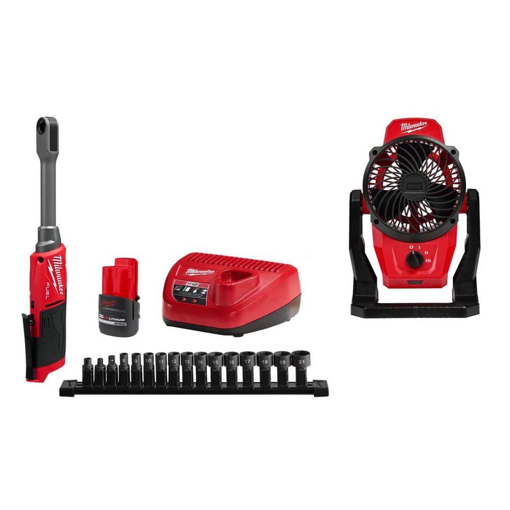 M12 FUEL INSIDER 12V Lithium-Ion Brushless 3/8 in. & 1/4 in. Box Cordless Ratchet Kit w/ Battery, Charger, and Fan price history on PriceWatchPro