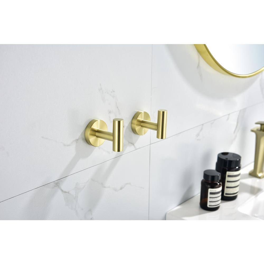 6-Piece Brushed Gold Stainless Steel Bathroom Hardware Set